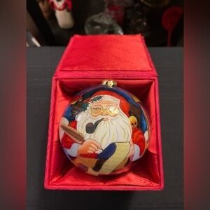 INSIDE ART BY FIJI Alpine Santa Christmas Glass Ornament In Box Signed/Numbered.